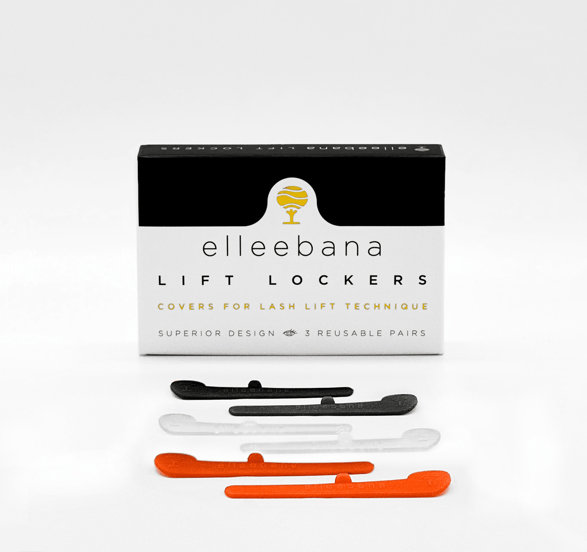 Detailed close-up view showing the sleek curvature and soft flexible silicone material of an orange Elleebana Lift Lockers.