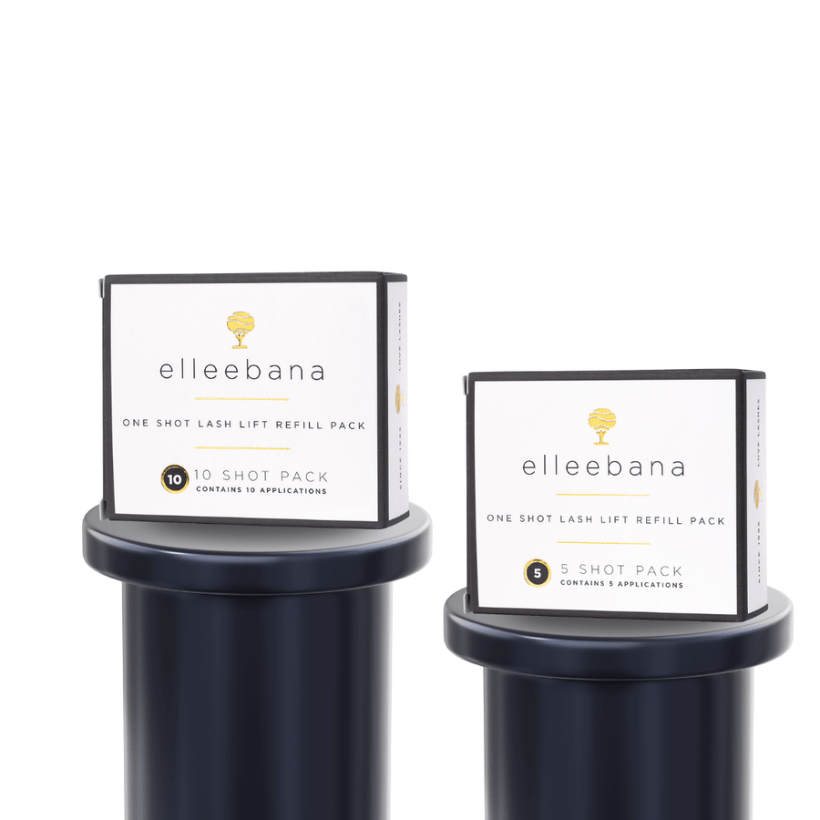 Pack of single-use Elleebana One Shot Lash Lift lift and setting sachets for professional lash lifting.