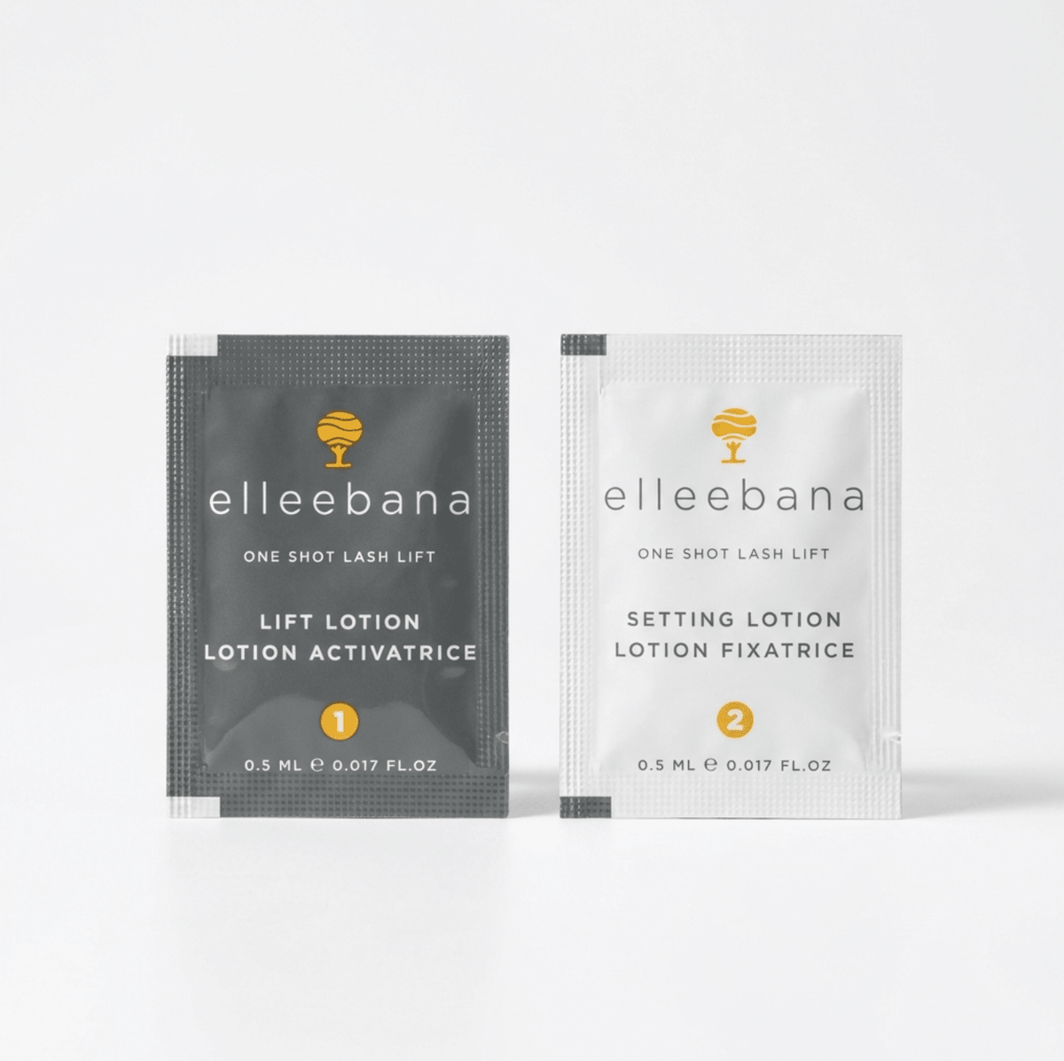 Close-up view of single-use Elleebana One Shot Lash Lift Trial Sample Pack
