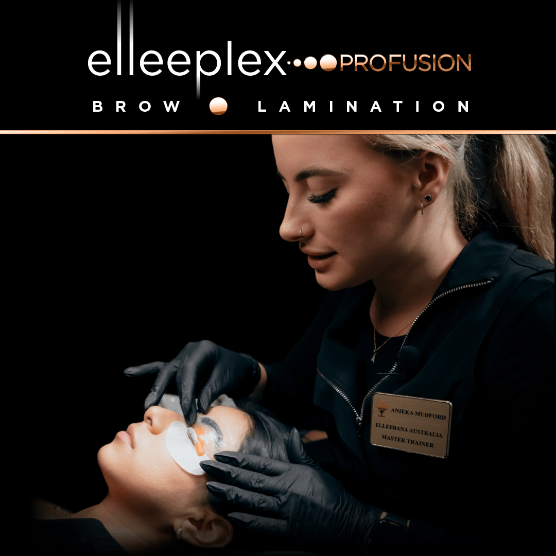 Elleeplex Profusion Brow Lamination online course student portal showing virtual Zoom session and training modules.