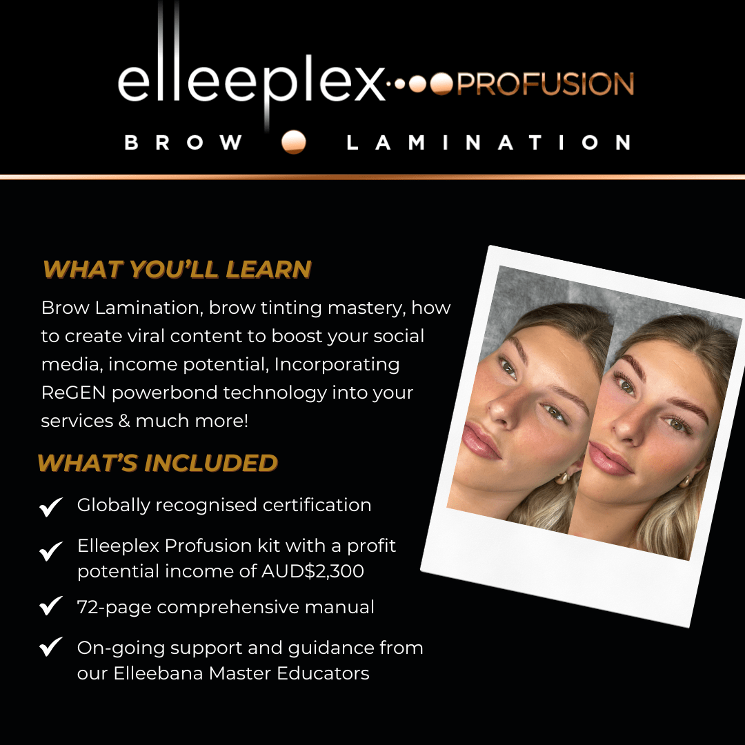Close-up view of Elleeplex ReGEN Next Gen Powerbond conditioning step 3 formula for brow hair strength and elasticity.
